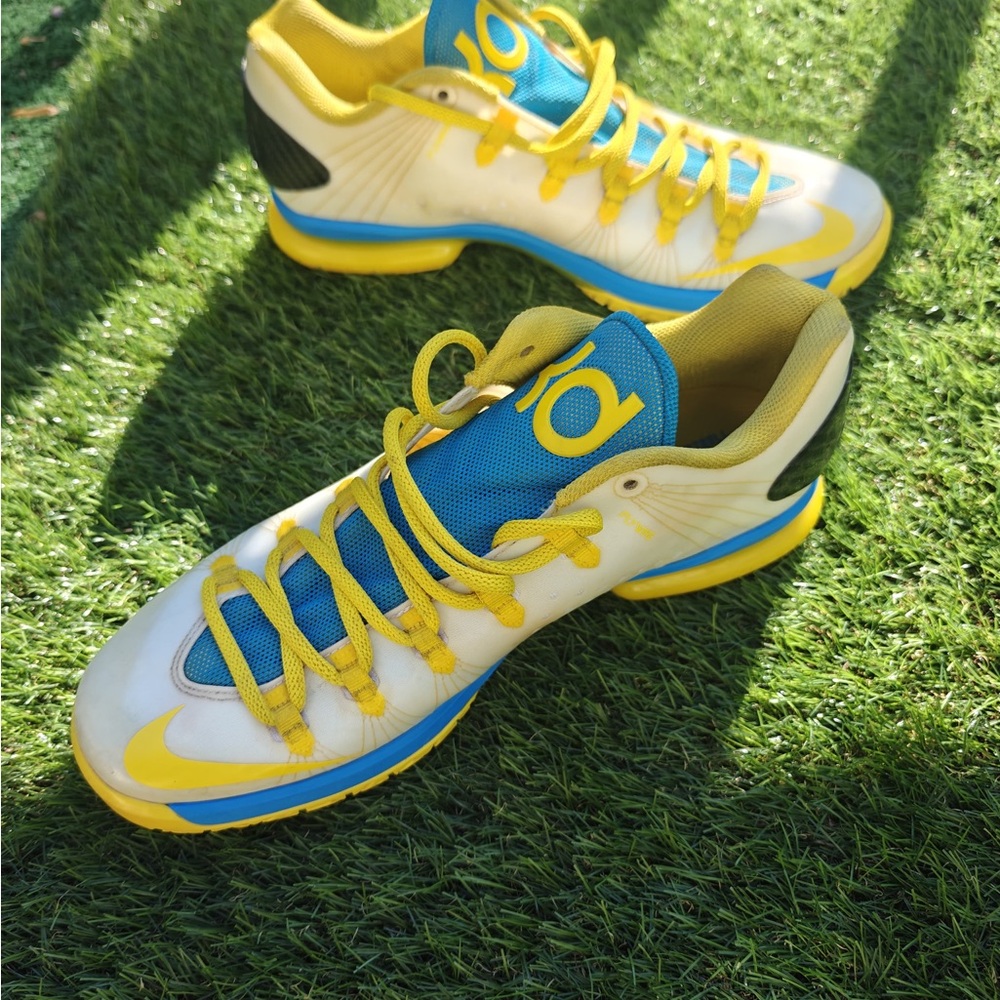 Nike KD 5 Elite 'Playoffs Home' shoes  white, photo blue, tour yellow Size 8.5